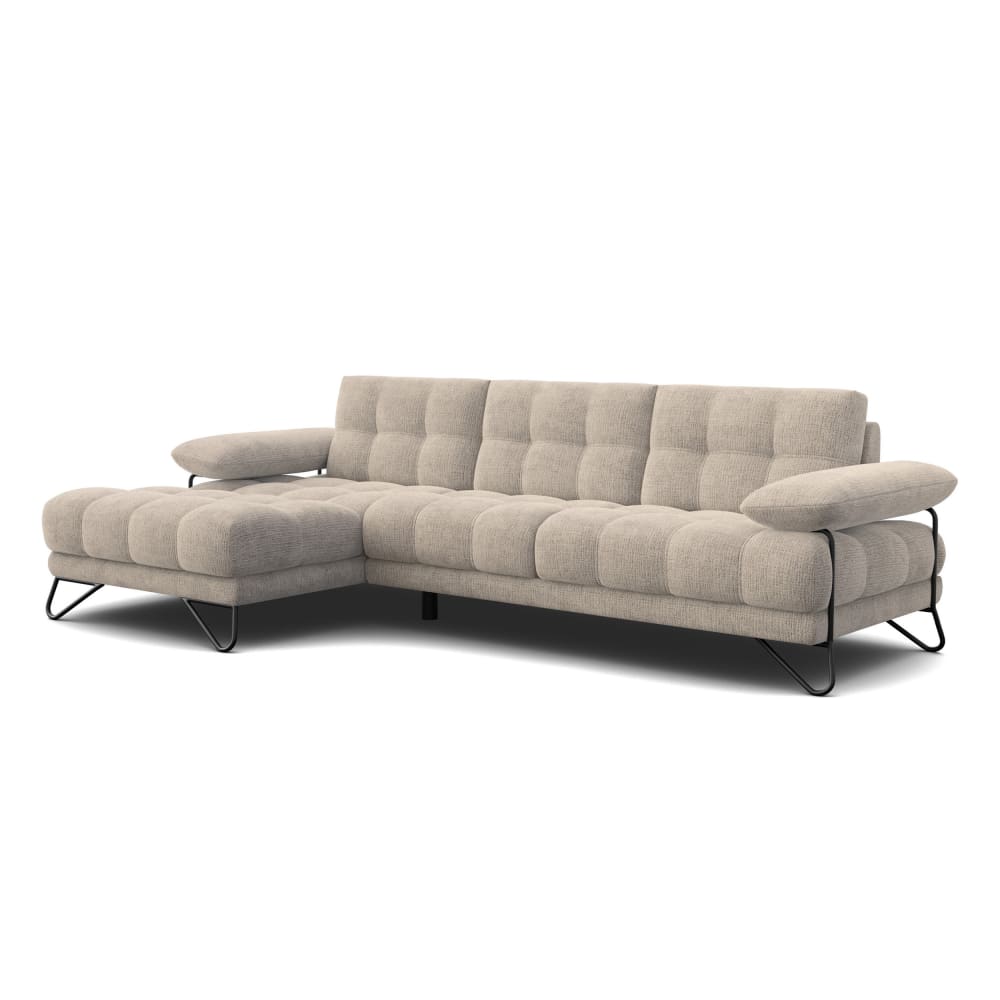 Canapé d'angle gauche 4 places, tissu beige