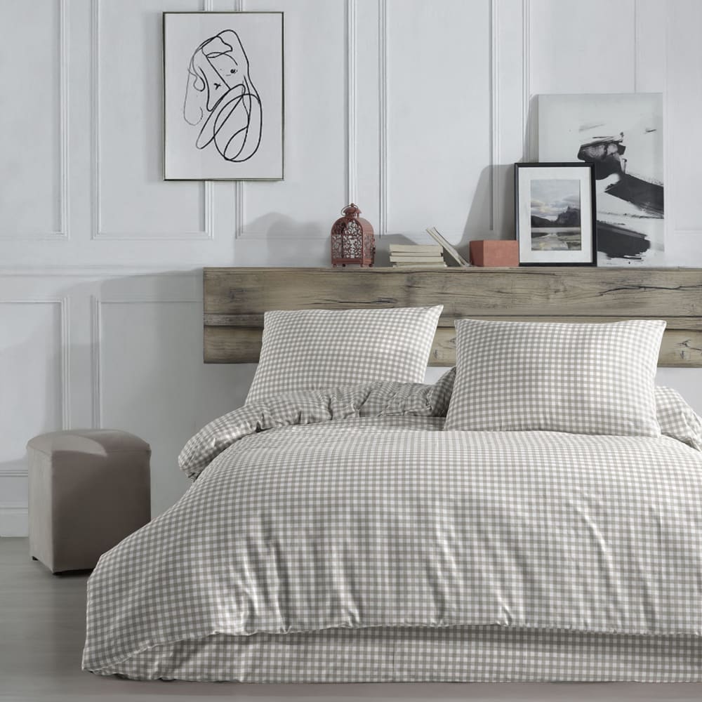 Parure de lit à carreaux 100% coton 140x200 cm