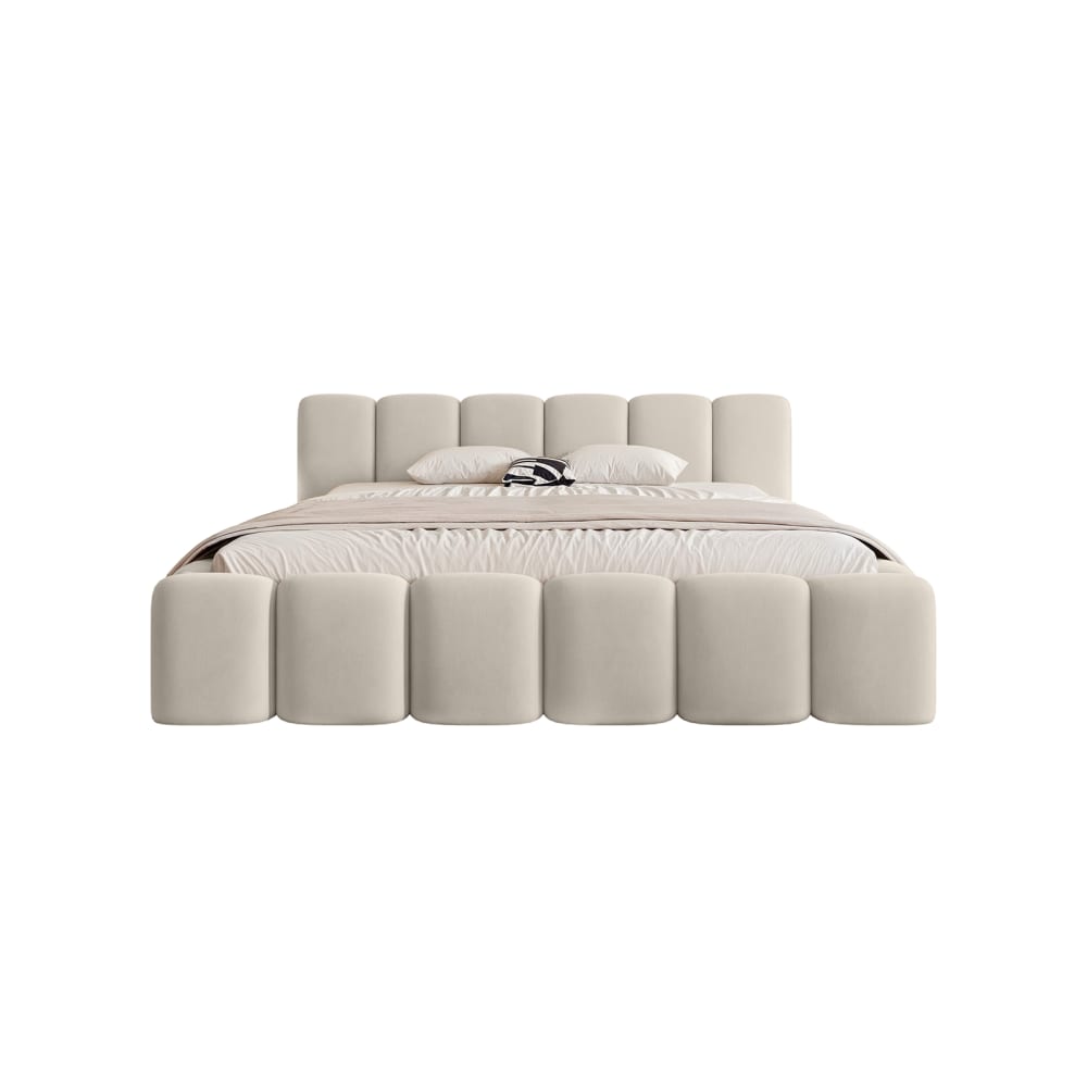 Lit avec matelas en velours 200x200 cm, crème