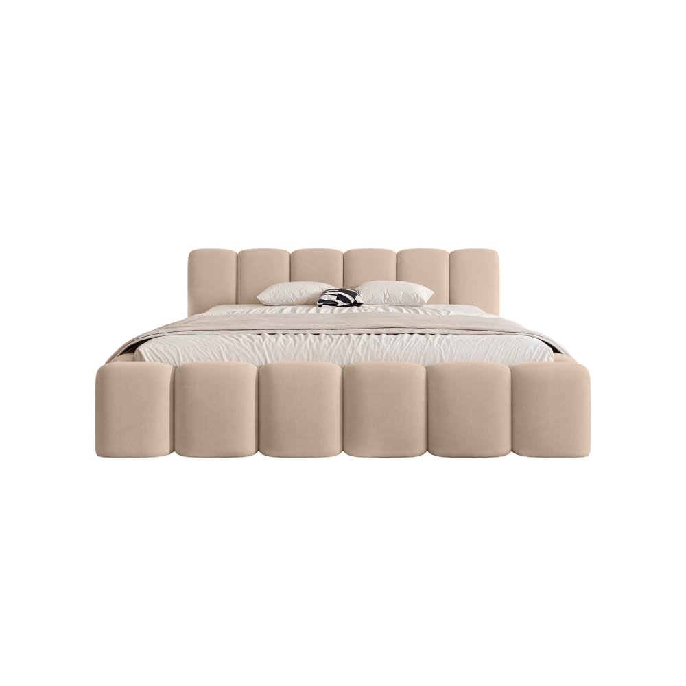 Fedve Polsterbett aus Velvet 200x200 cm, Beige Beige Pes - Polyester