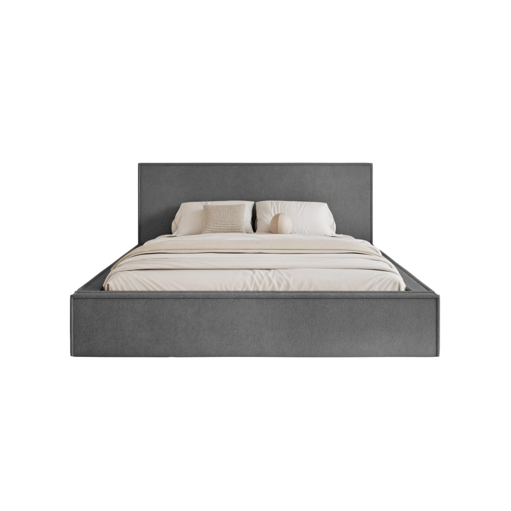 Lit rembourré en tissu - gris