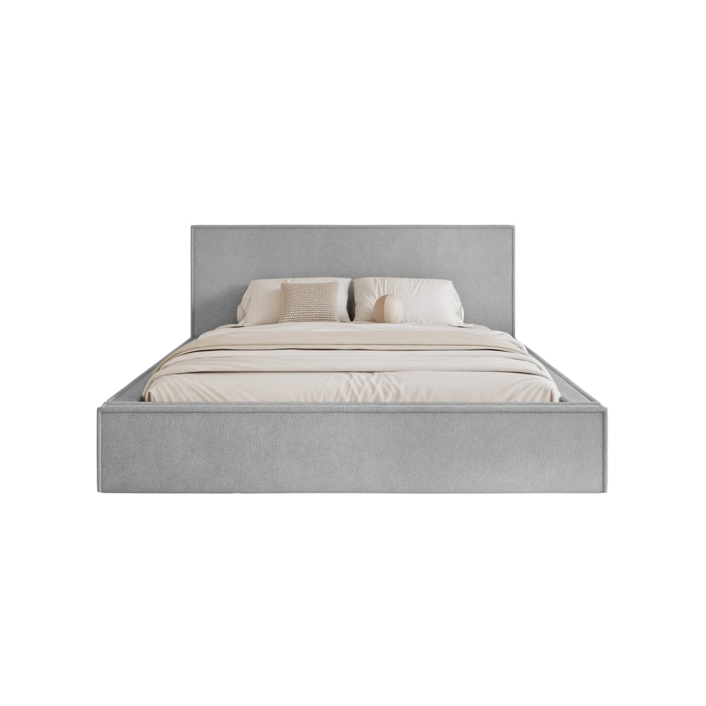 Lit rembourré en tissu - gris