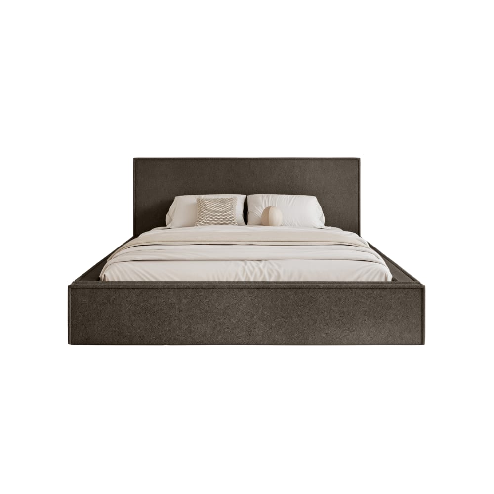 Lit rembourré en tissu - marron