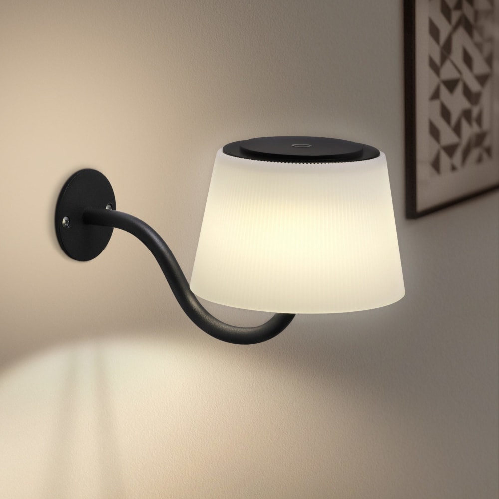 Cornelius - LED-Wandleuchte aus Kunststoff, Schwarz, L 18 cm -