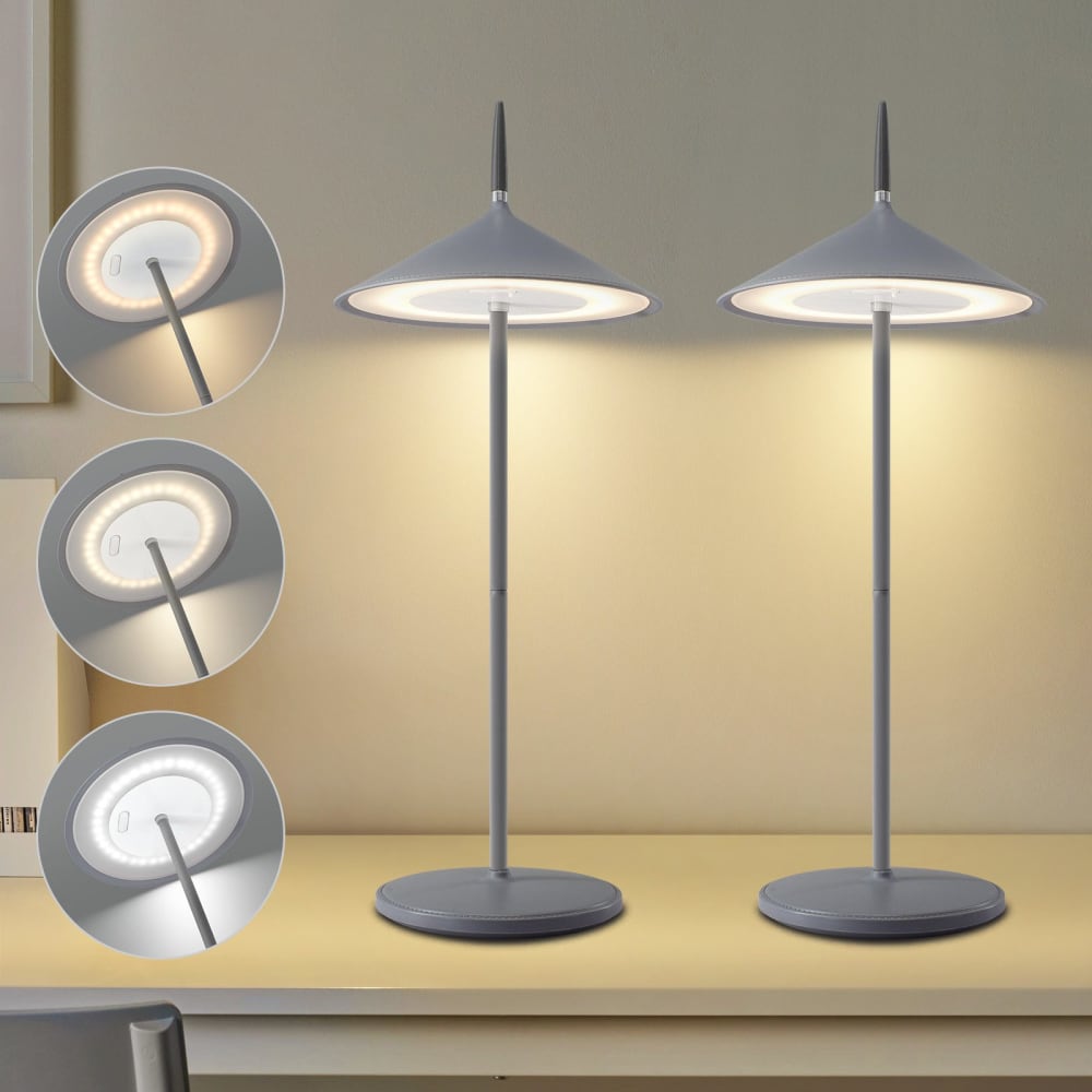 Letizia - LED-Tischleuchte aus Kunststoff, Grau, 16 cm, max. 6 W