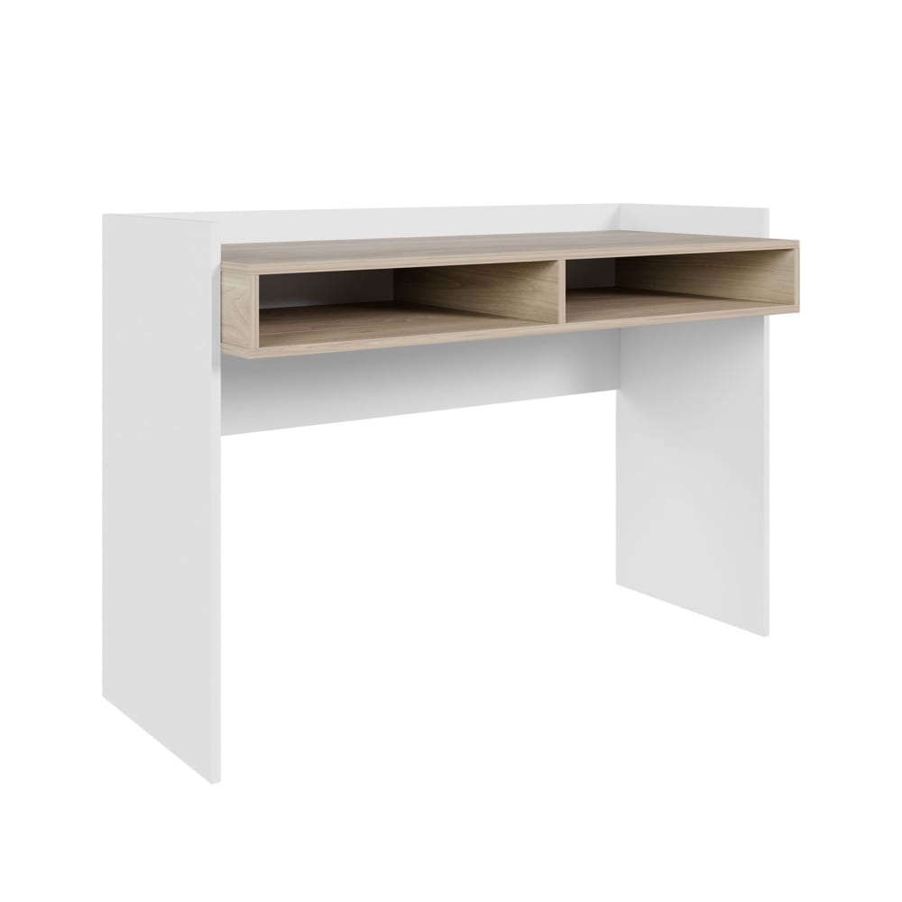 Selsey Schreibtisch mit zwei Fächern, Weiß / Nussbaumoptik, 120 × 53 cm style modern Weiß Spanplatte