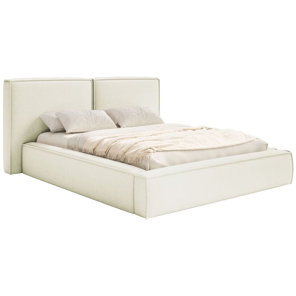Selsey Polsterbett 160x200 mit Bettkasten, Lattenrost, Chenille, creme style modern Beige Stoff