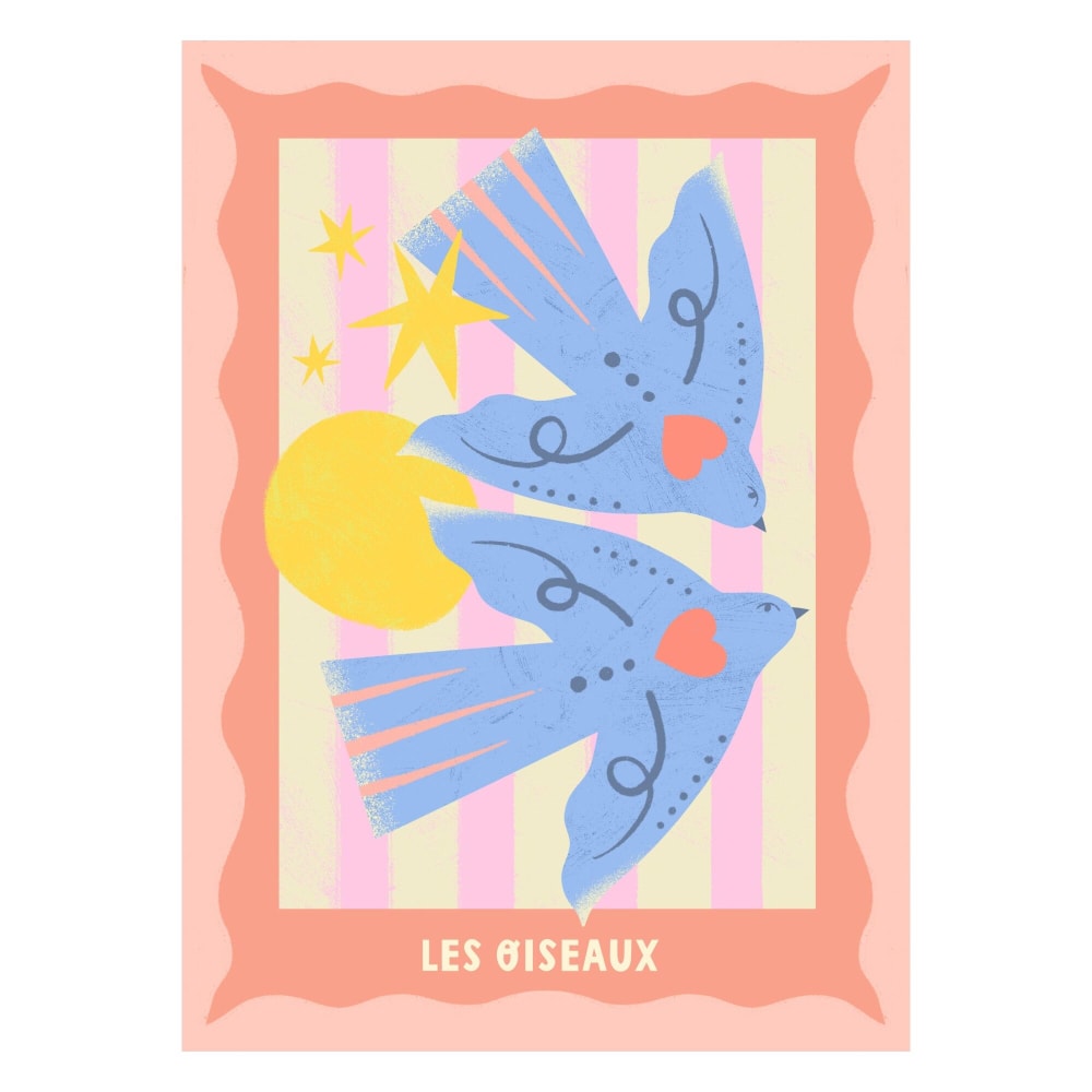Affiche ''Les Oiseaux'' sans cadre - 29.7 x 42 cm