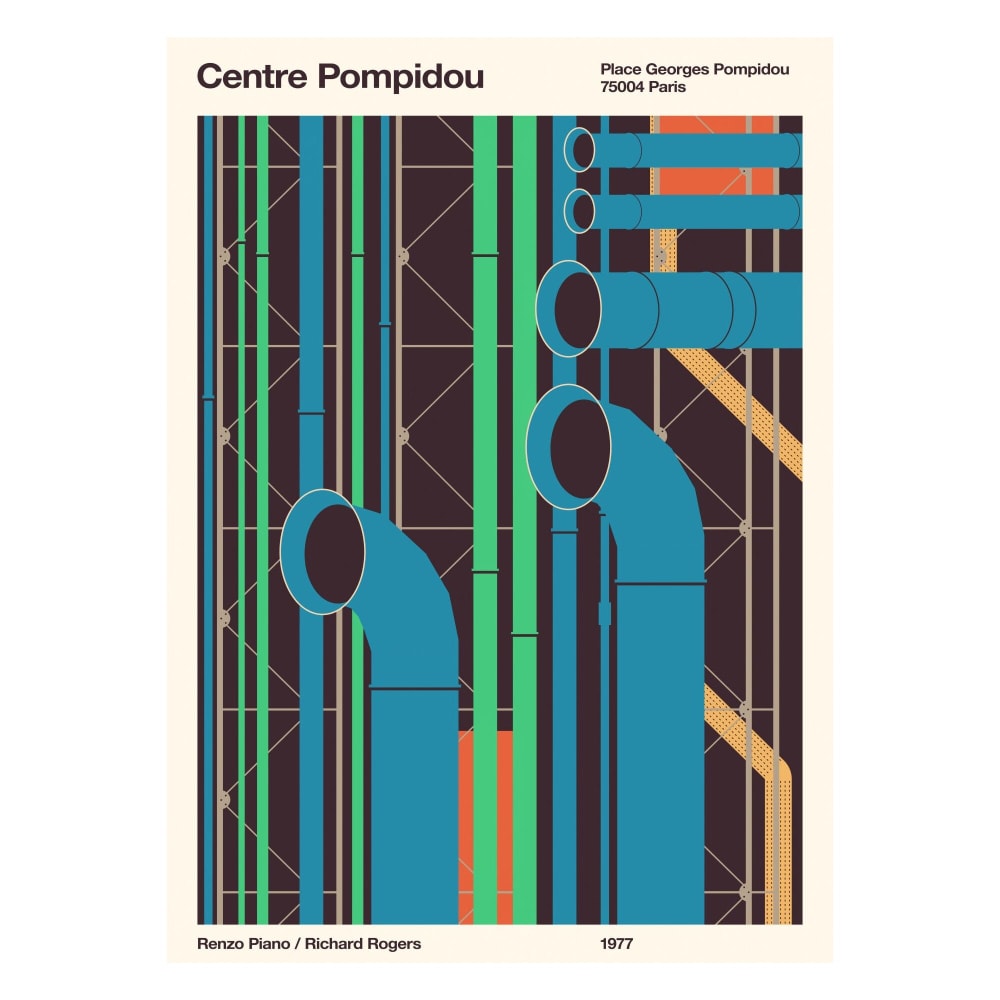 Affiche ''Centre Pompidou'' sans cadre - 30 x 40 cm