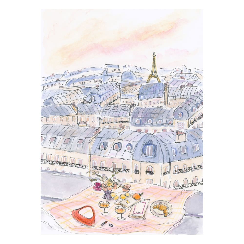 Affiche ''Parisian Rooftop Picnic'' sans cadre - 70 x 100 cm