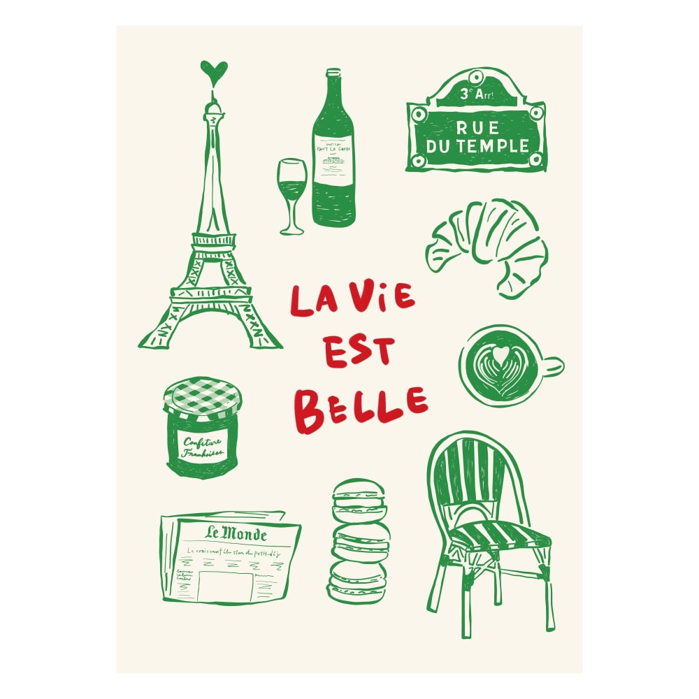 Affiche ''La Vie Est Belle - Paris Poster'' sans cadre - 30 x 40 cm