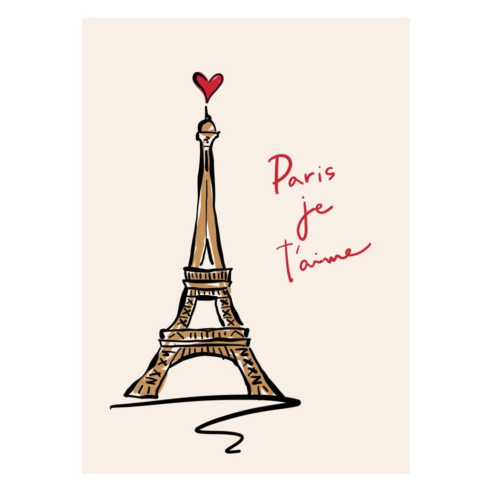 Affiche ''Paris Je T'aime'' sans cadre - 50 x 70 cm