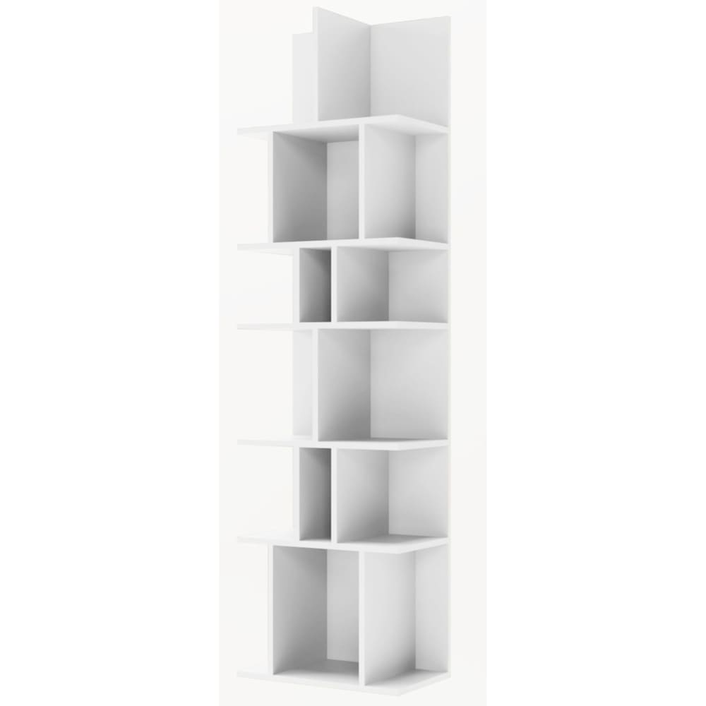 Étagère murale et à compartiments asymétriques, blanc, 180 × 50 cm