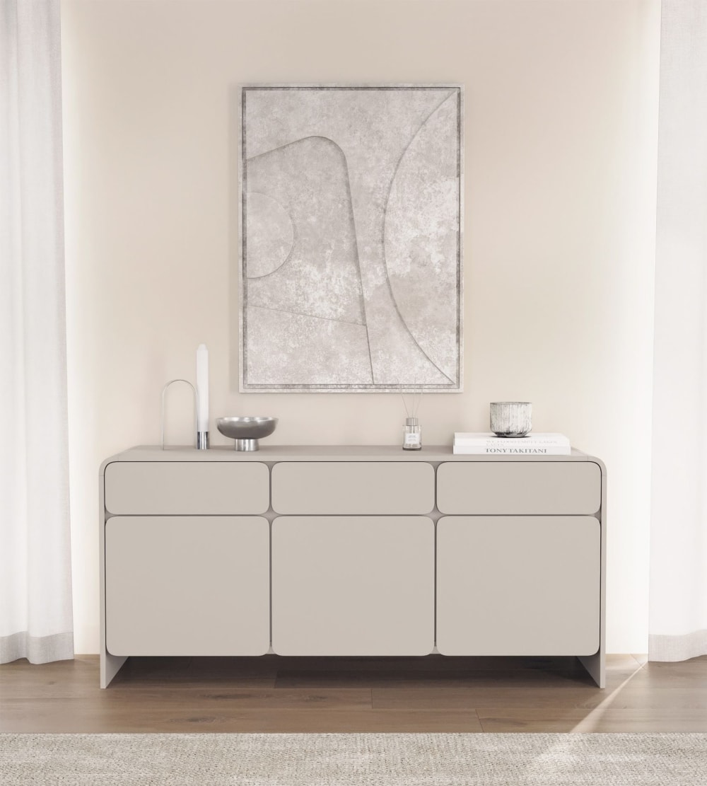 Sideboard 3-türig mit 3 Schubladen, Kaschmirgrau, 156 cm -