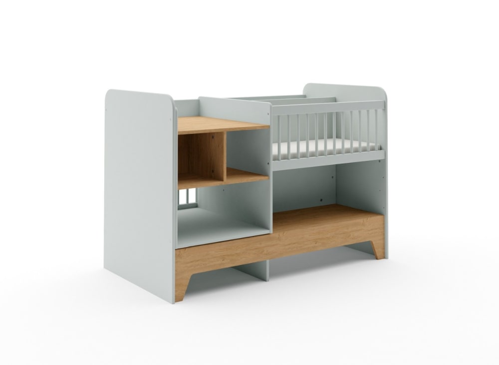 Lit bébé évolutif 3 en 1 Sauge et Chêne