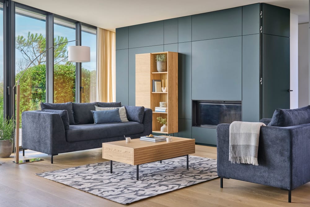 Fauteuil en tissu bleu marine