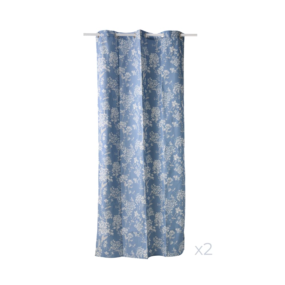Lot de 2 rideaux en coton bleu