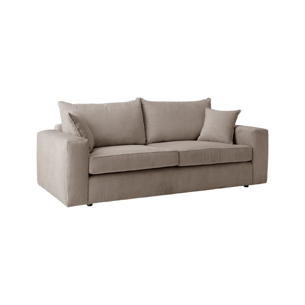 Canapé convertible 3 places en velours côtelé taupe