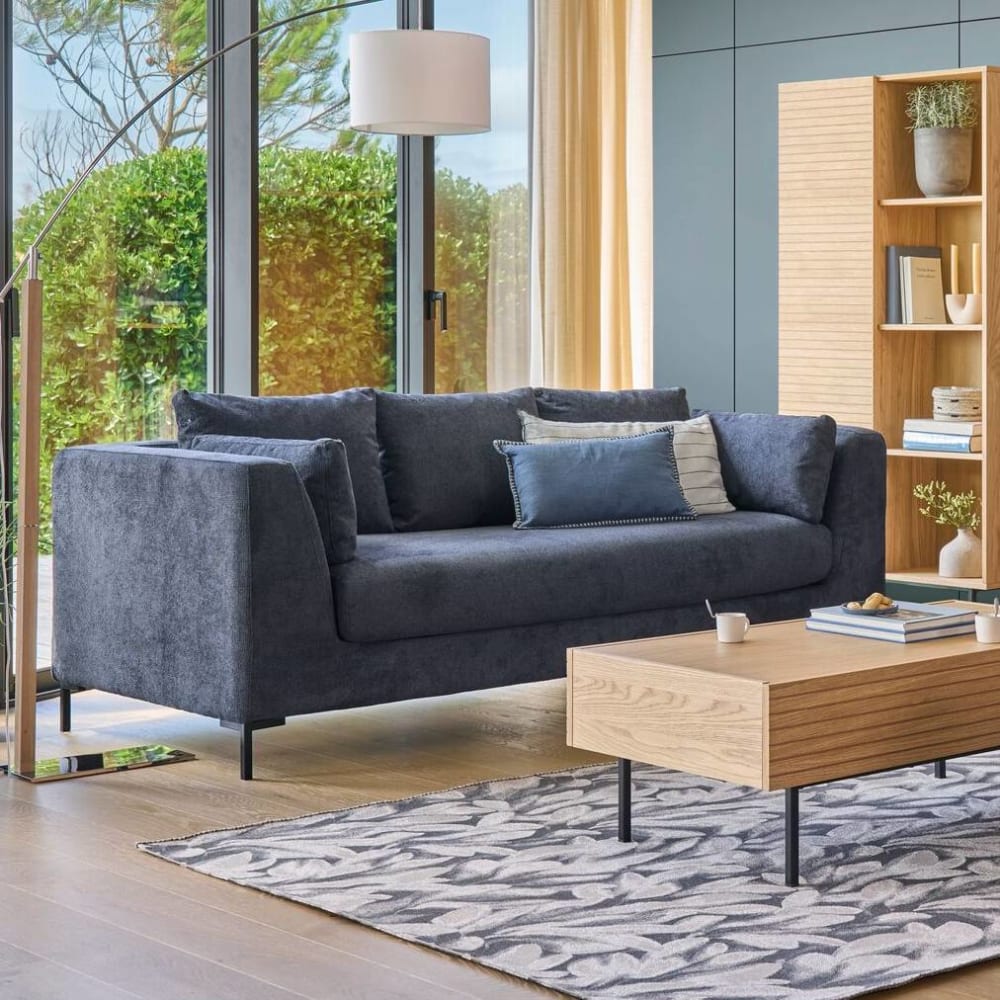 Canapé en tissu 4 places bleu marine