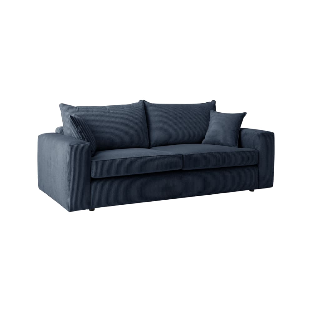 Canapé velours côtelé 3 places bleu