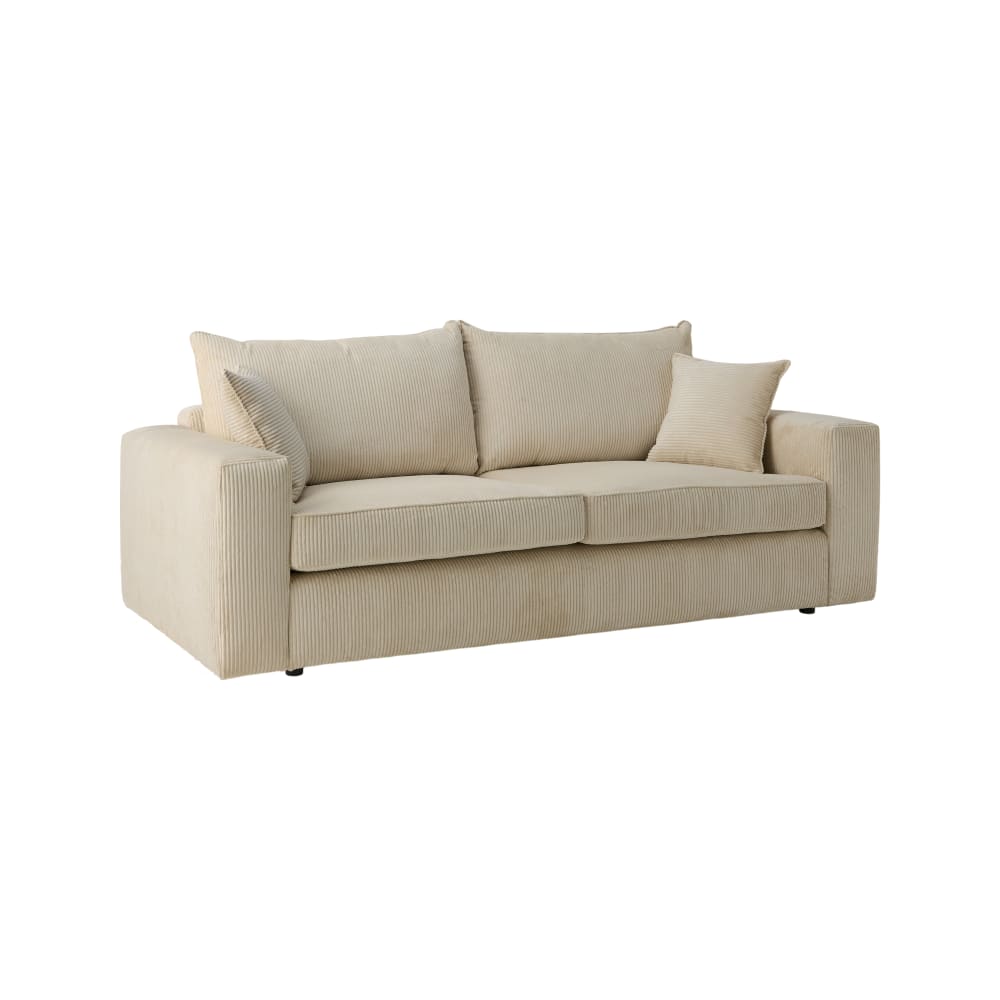 Canapé velours côtelé 3 places beige