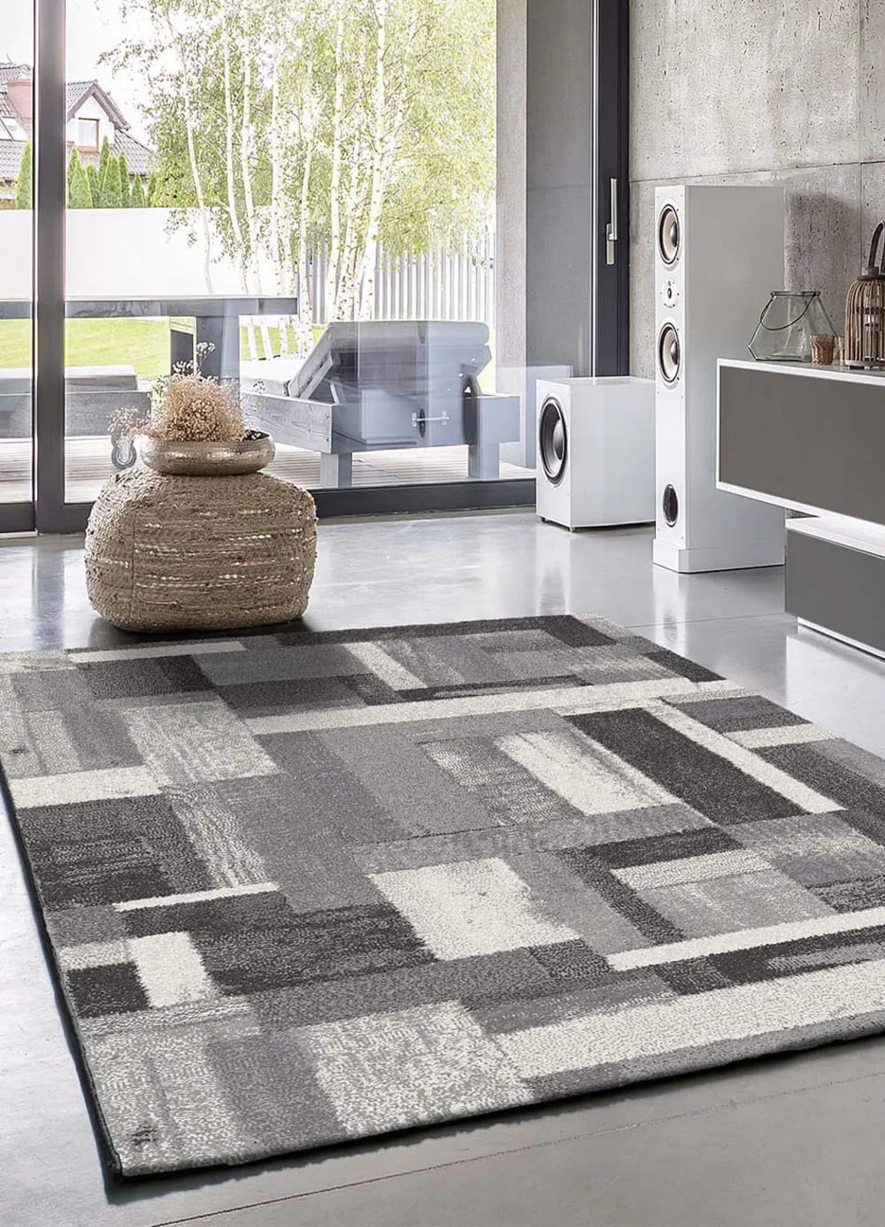 Tapis géométrique gris 190x280 cm — vue 3