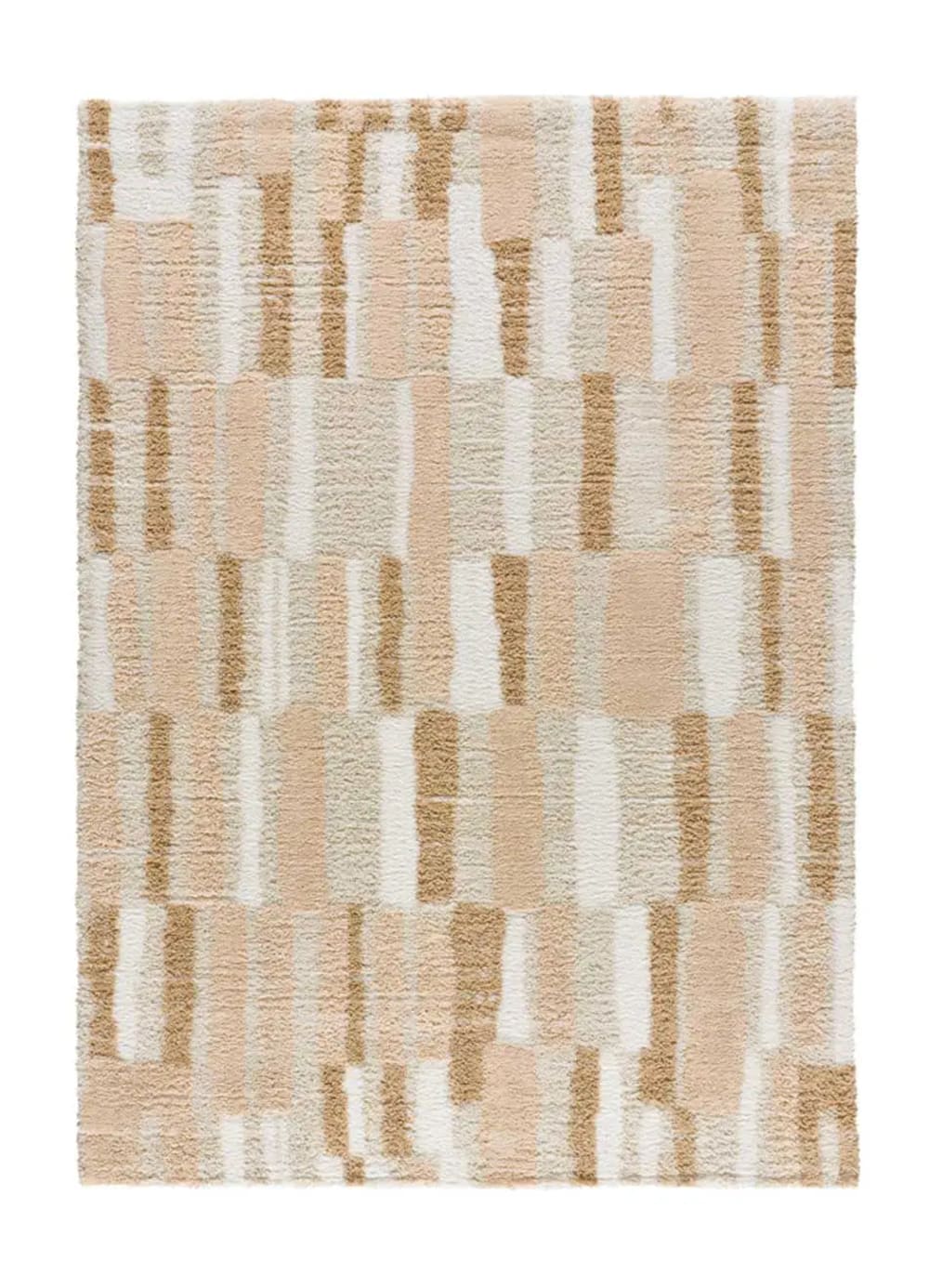 Tapis shaggy géométrique beige 80x150 cm