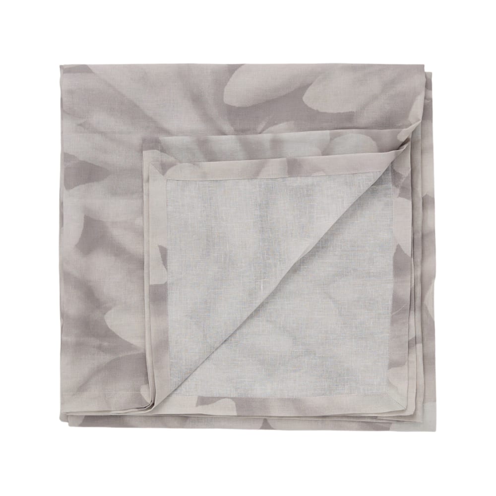 Nappe en coton et en lin gris souris/ecru 160 x 160 cm