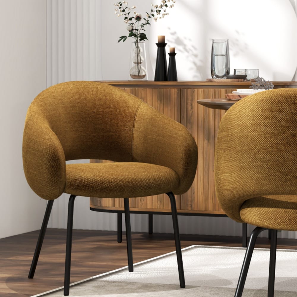 SHARP- Fauteuil de table en tissu Luxury Moutarde (x2)