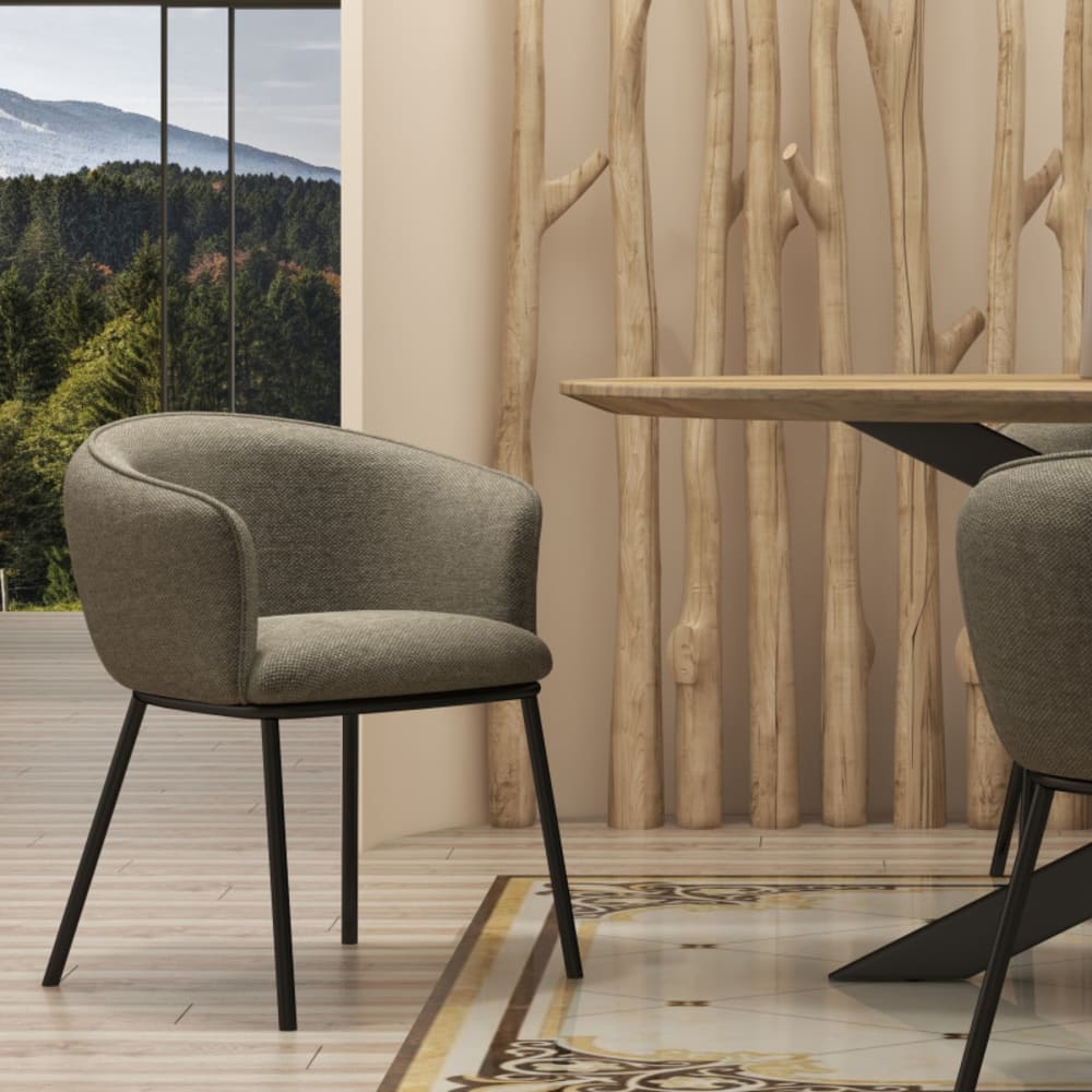 Tischsessel aus Stoff Luxury Braun - Maisons Du Monde