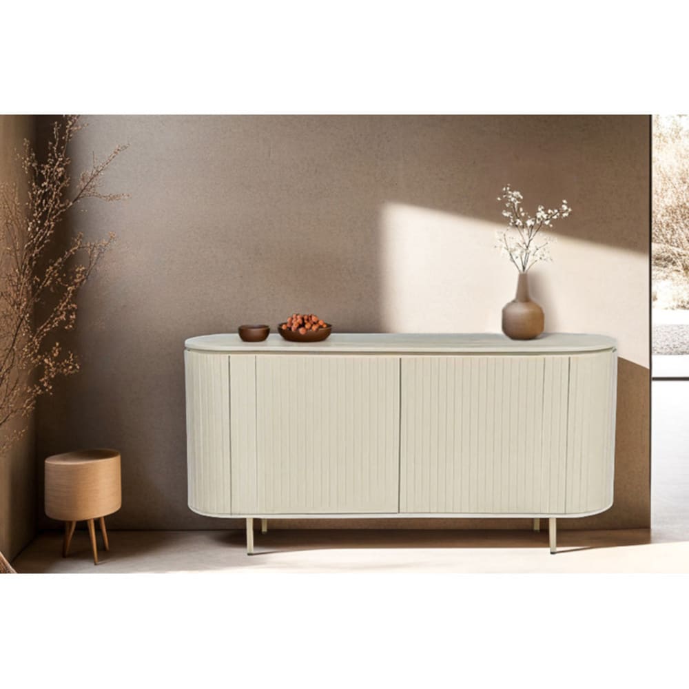 2-türiges Sideboard aus Massivholz, Farbe Elfenbein - Maisons Du