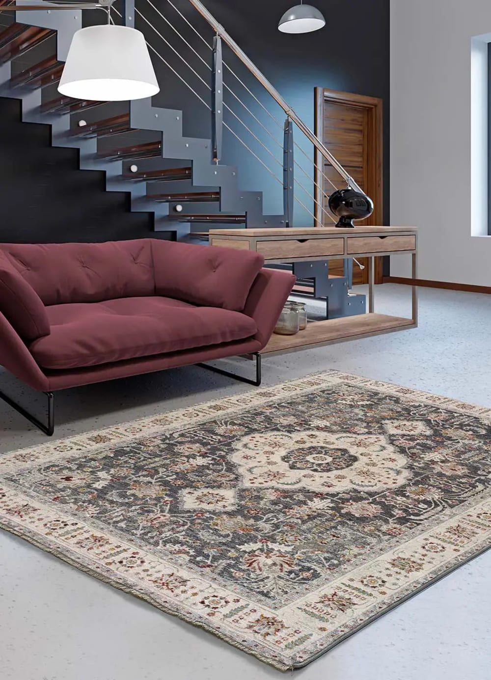 Tapis vintage oriental gris 120x170 cm — vue 3