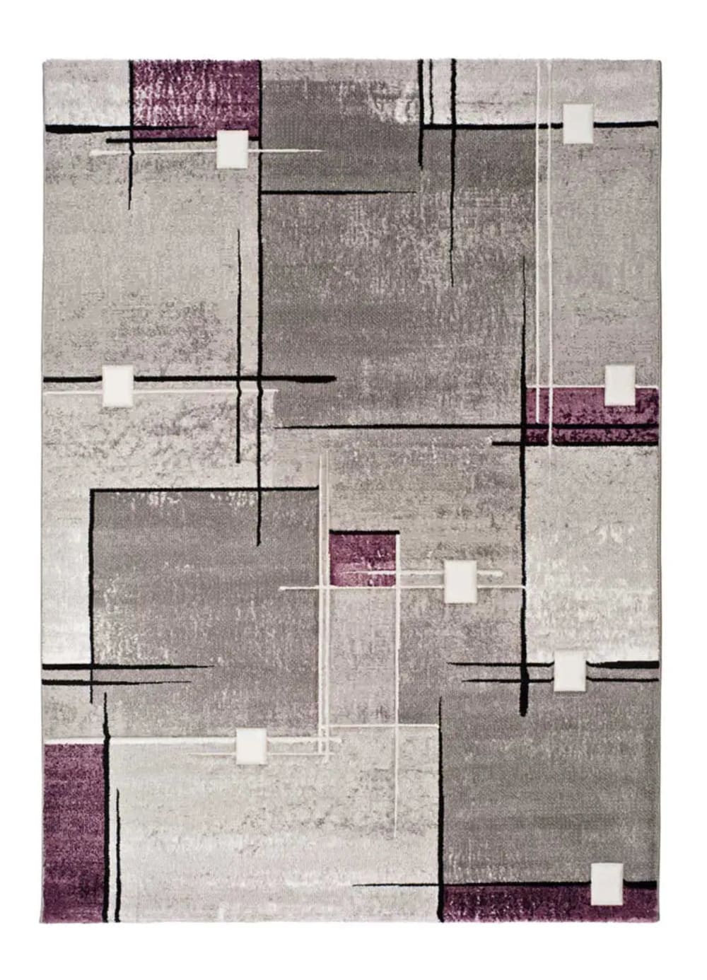 Kurzflorteppich, Geometrisch, flieder / grau, 120x170 cm -