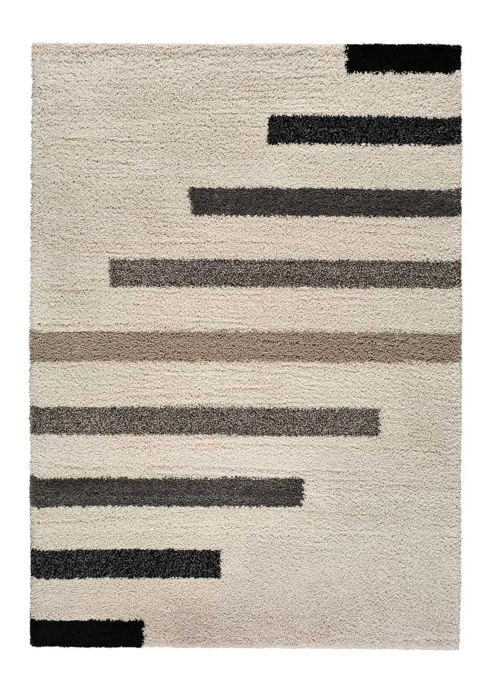 Tapis shaggy géométrique beige/gris 135x190 cm