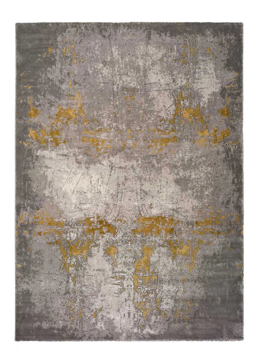 Tapis descente de lit abstrait gris/moutarde 60x120 cm