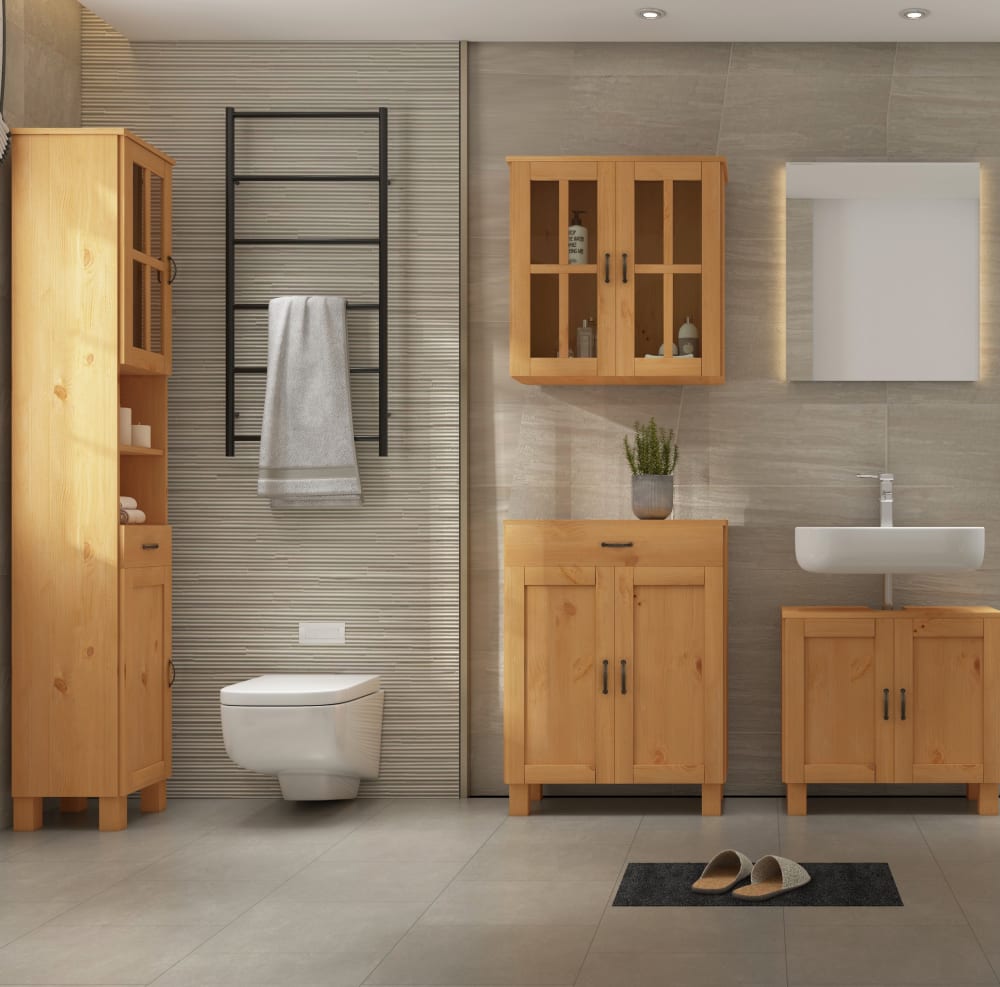 Badhochschrank mit 2 Türen aus Kiefer - Maisons Du Monde