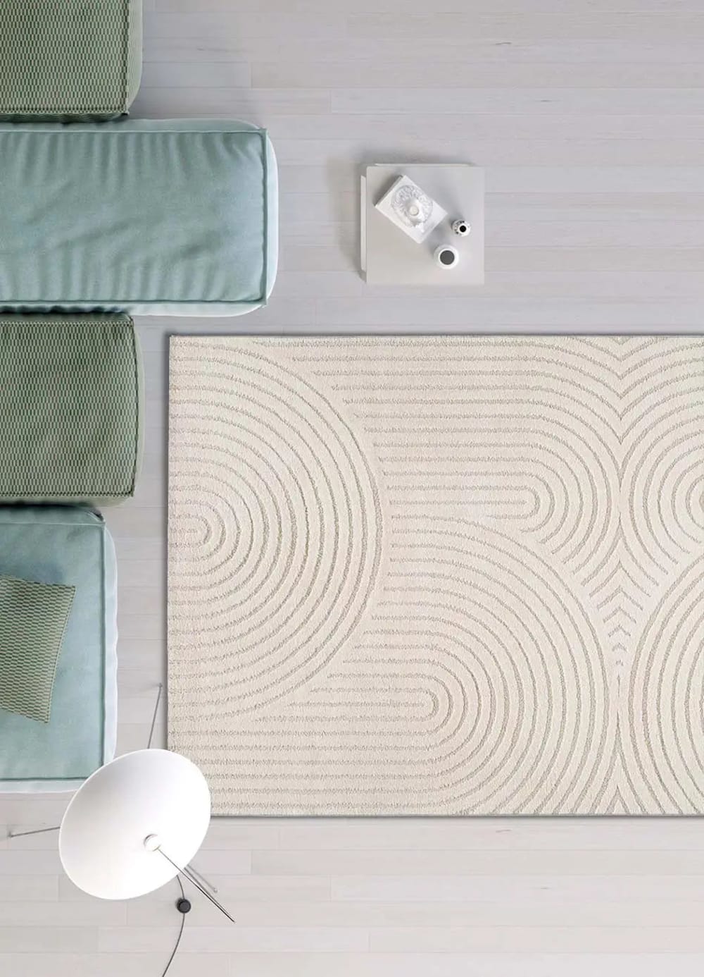 Tapis à relief scandinave blanc 200x290 cm — vue 3