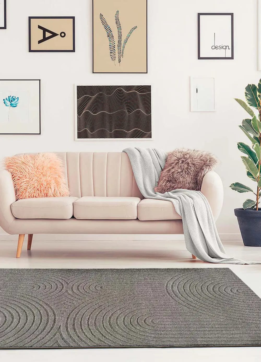 Tapis à relief scandinave gris 80x150 cm — vue 3