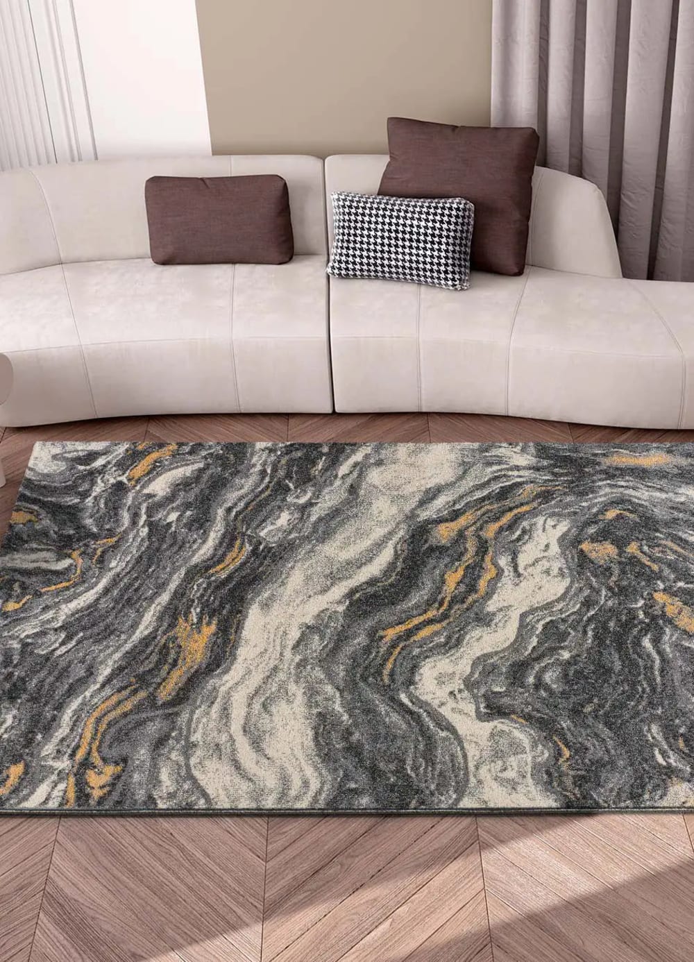 Atticgo Kurzflorteppich, Marmoreffekt, grau, 80x150 cm style modern Öko-Tex Zertifikat - Pp - Polypropylen