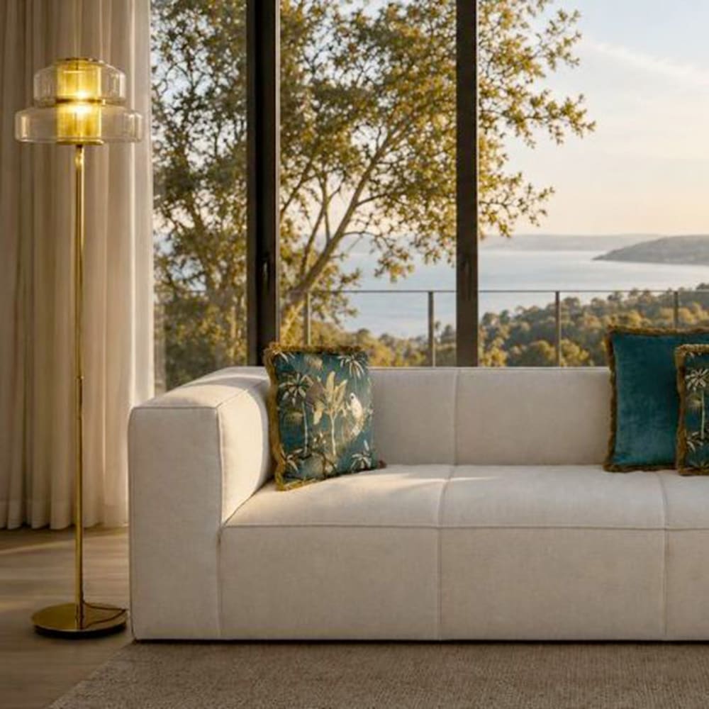 Stehleuchte aus Glas und Stahl, gold, H155cm - Maisons Du Monde