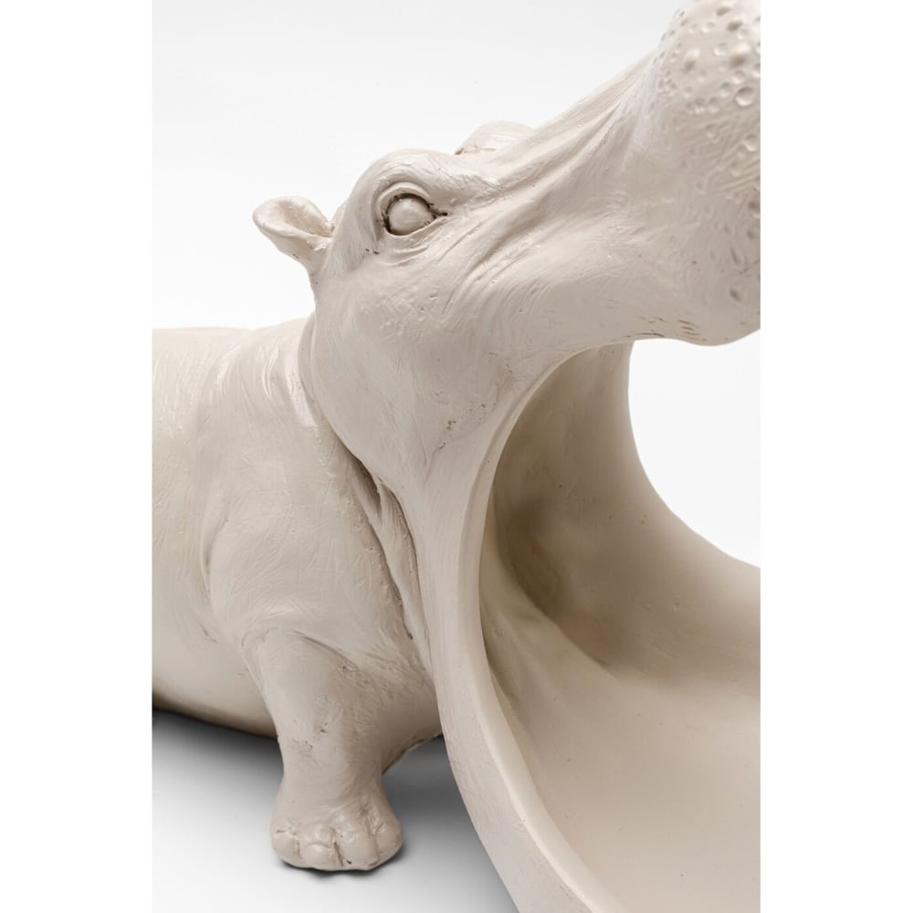 Dekofigur Nilpferd mit offenen Mund als Schale, greige, H17cm -