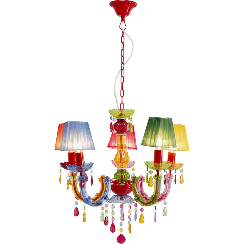 Kare Design Kronleuchter mit Behang aus Stahl und Acryl, 5-armig, mehrfarbig style modern - Stahl