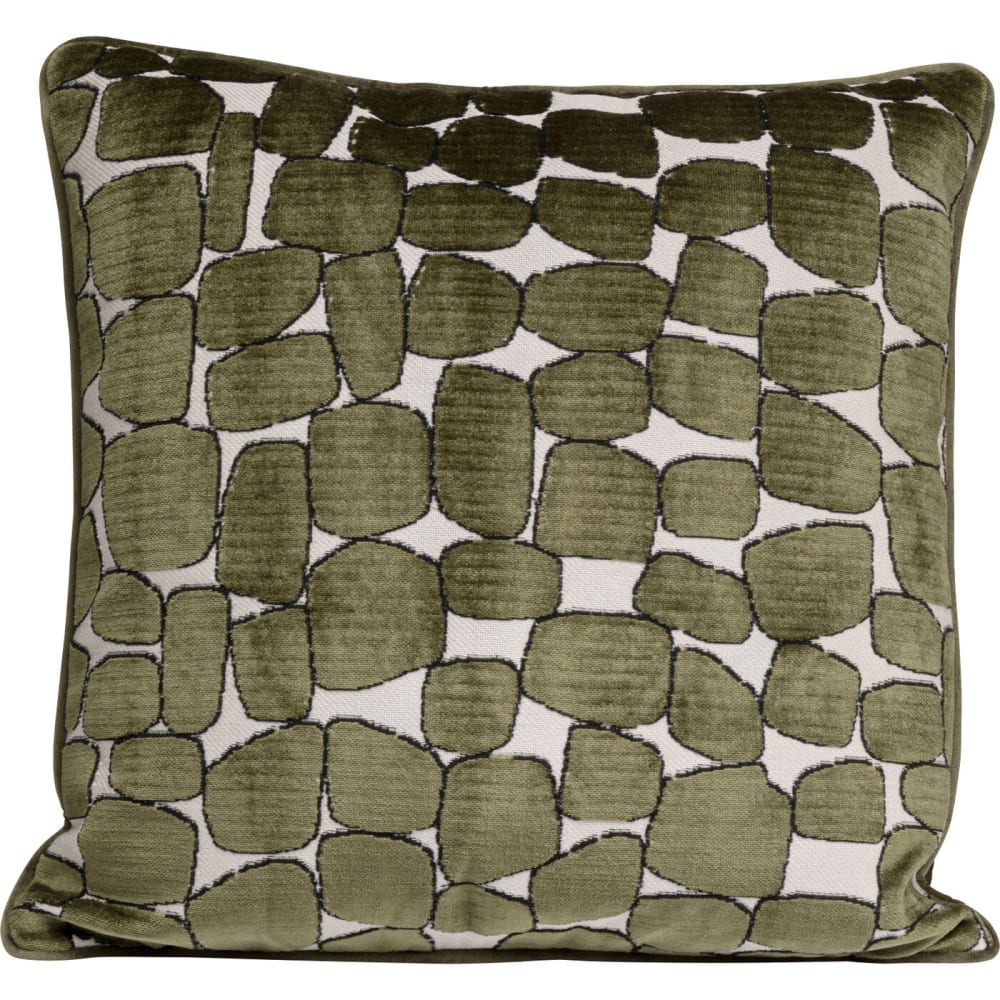 Kare Design Kissen mit grafischem Muster, grün und beige, 45x45cm style modern - Samt