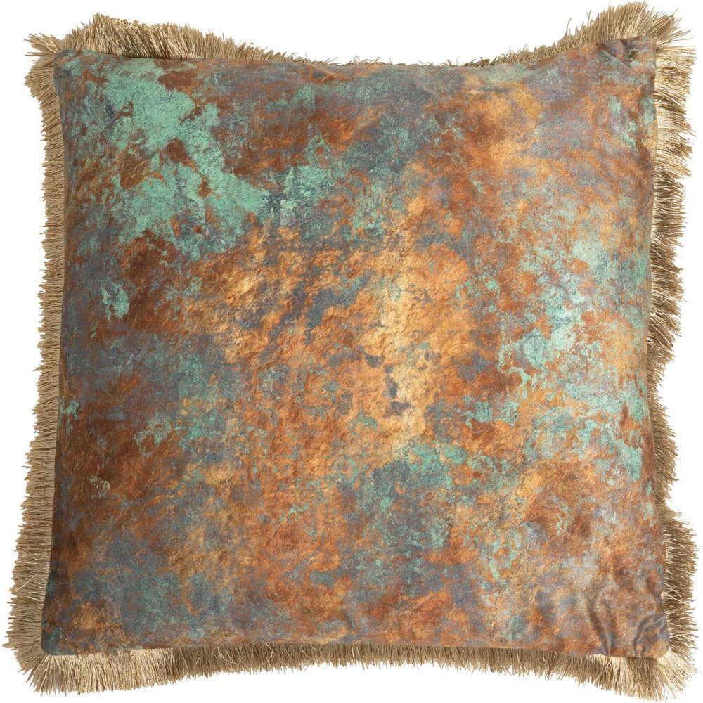 Coussin à franges en velours imprimé 45x45