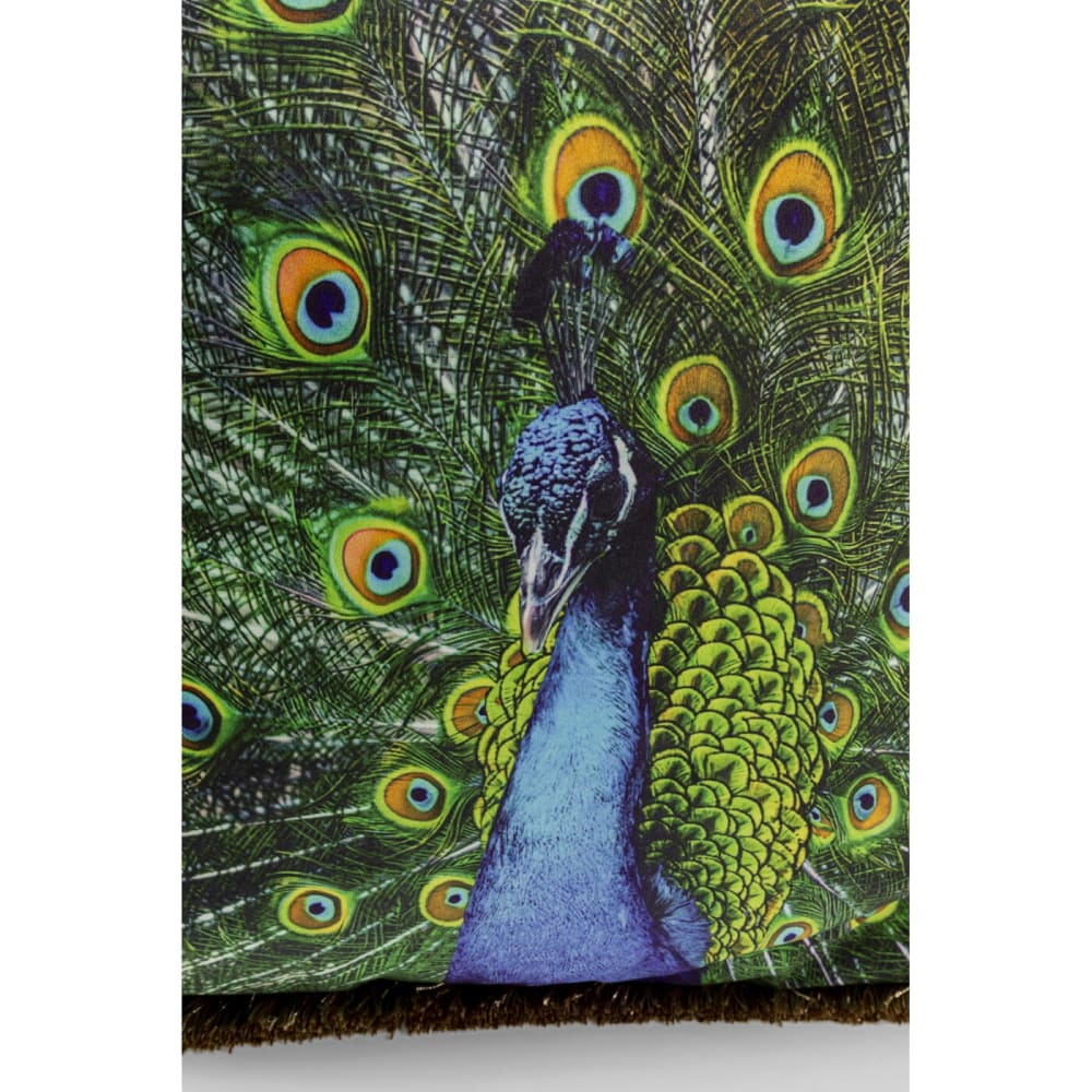 Kissen mit Pfauen-Motiv und Fransen, mehrfarbig, 45x45cm -