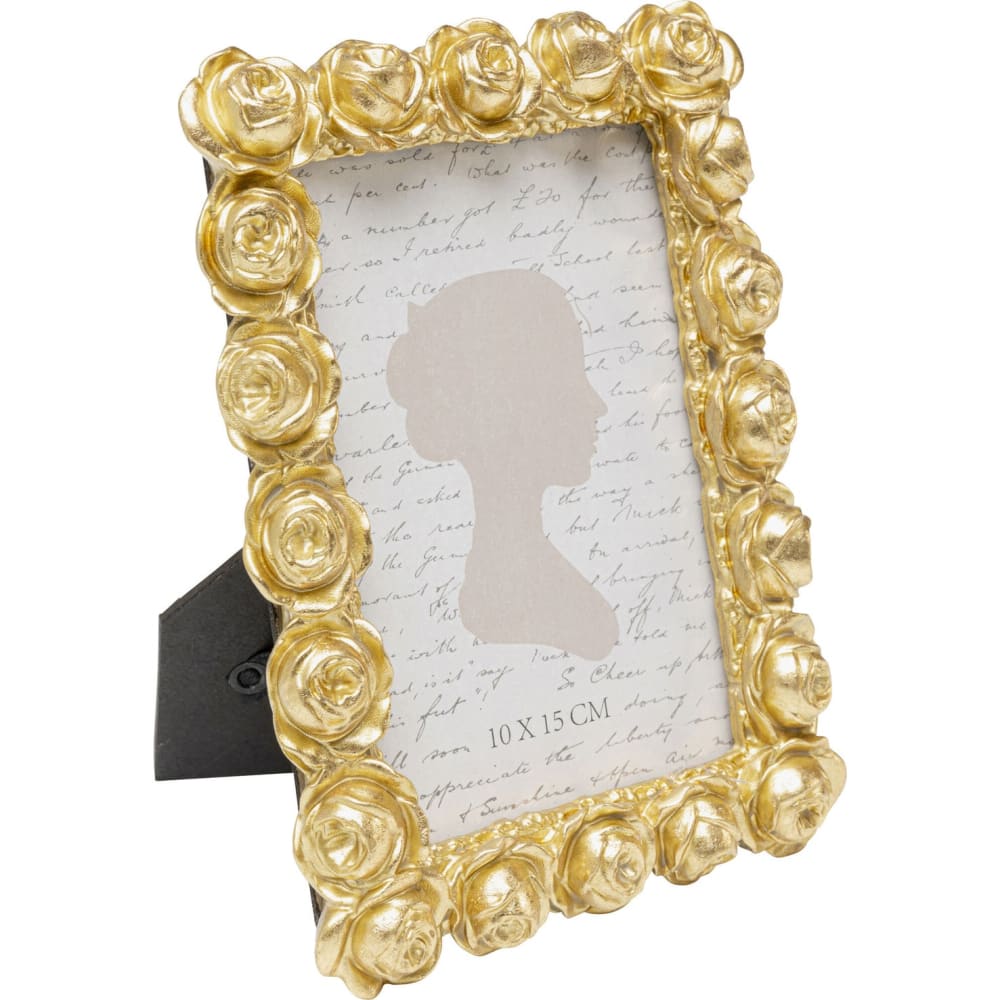 Bilderrahmen mit Rosen aus Polyresin, gold, 10x15cm - Maisons Du