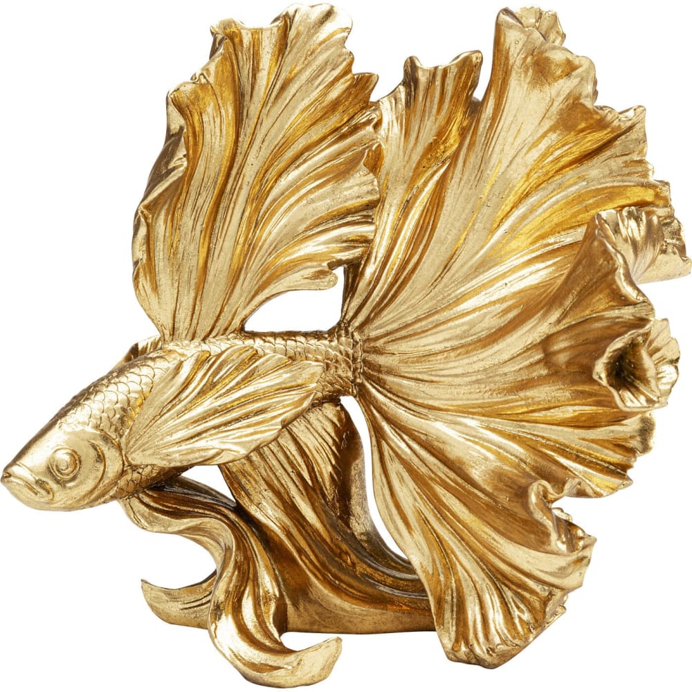 Kare Design Dekofigur Fisch aus Polyresin, gold, H25cm style modern - Harz