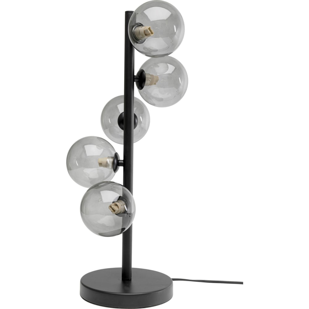 Tischleuchte mit 5 Kugelschirmen aus Glas, schwarz, H54cm -