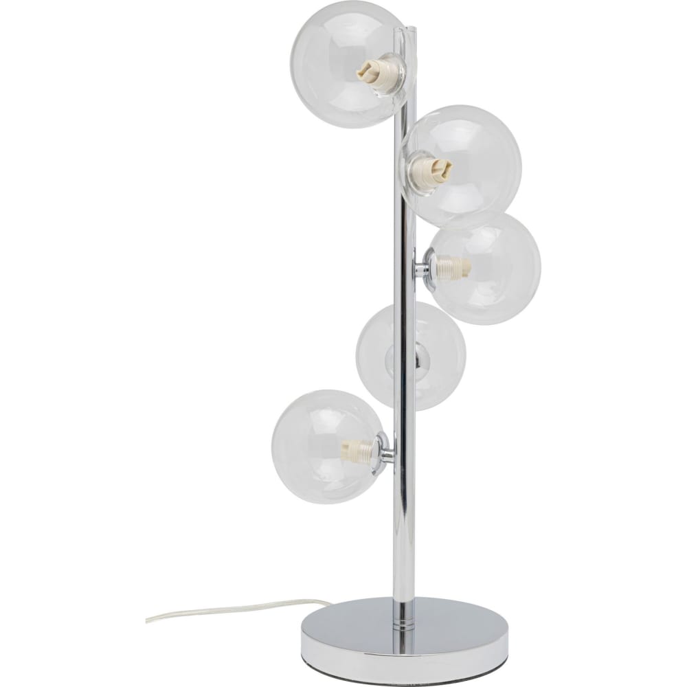 Tischleuchte mit 5 Kugelschirmen aus Glas, silber, H54cm -