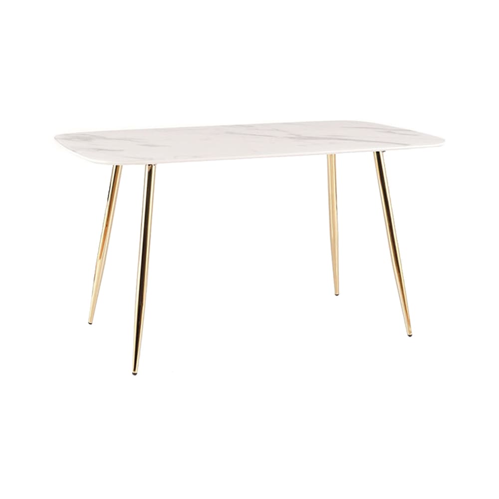 Feldmann-Wohnen Esstisch aus Glas, MDF & Metall, 140x75x80cm, weiß Marmor / Gold style modern - Glas